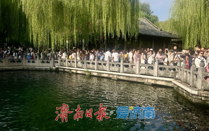 “趵突腾空”引客来 暑期尾声，趵突泉游客络绎不绝